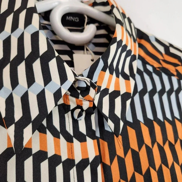 Mango Geometric Print Point Collar Shirt Size XS NWT - Picture 7 of 16